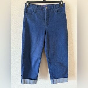 NYDJ Not Your Daughters Jeans Med Blue Denim Cuffed Capris Women’s 12 Slim Fit